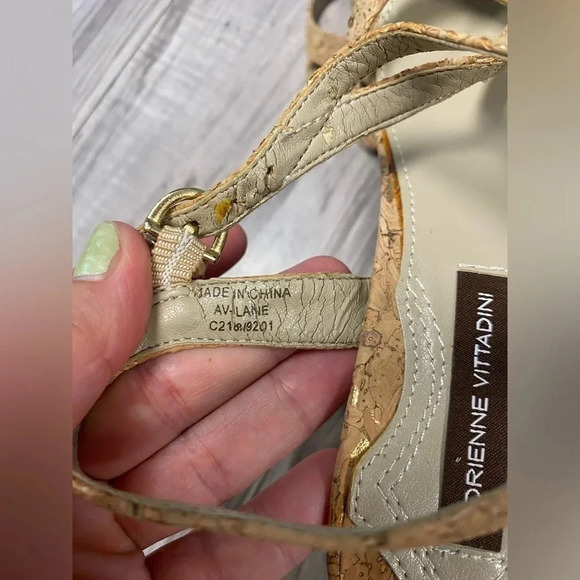 NEW Adrienne Vittadini AV Lane Cork Heeled Strap Sandals Size 8 Natural Open Toe - Picture 7 of 9